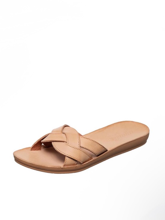 Antelope Shoes - ANTELOPE Alta Woven
Leather Slide Sandal Women's Tan Slide Braided Strap Sz 40